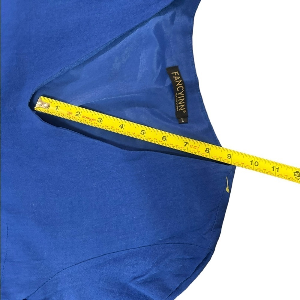 FANCYINN Womens Royal Blue Tiered 1/2 Sleeve Side Zip Dress w/Pockets Si… - Picture 8 of 11